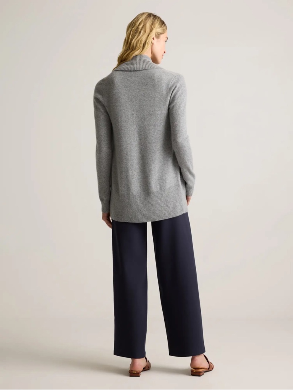 Women’s Quince Heather GreyMongolian Cashmere Open Cardigan Size Medium - Picture 3 of 11